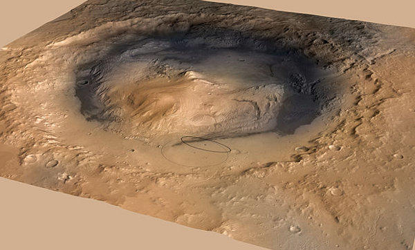 image 3D du cratère Gale