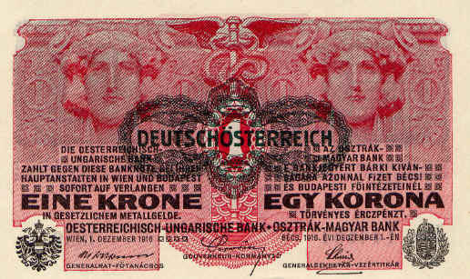A one-crown note from the Austro-Hungarian empire, Wikimedia Commons