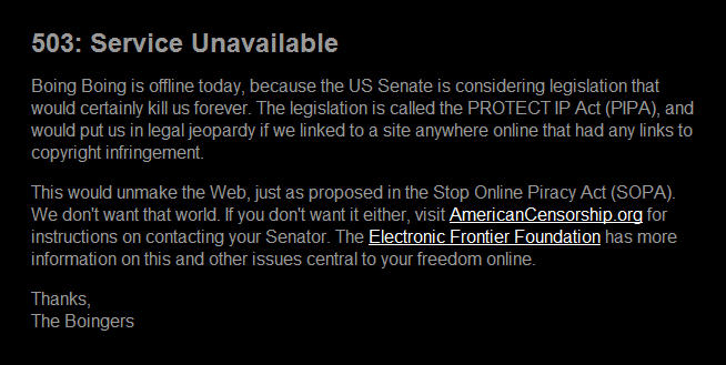 sopa blackout on boingboing