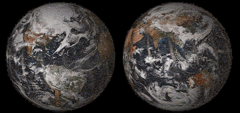 a screenshot of NASA's 2014 "global selfie" composite image