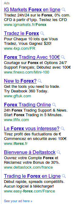 publicités sur le FOREX