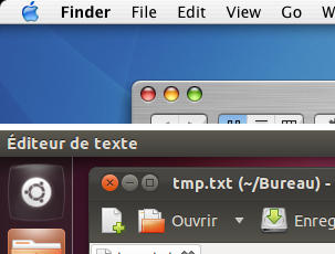 les boutons dans OSX et Ubuntu
